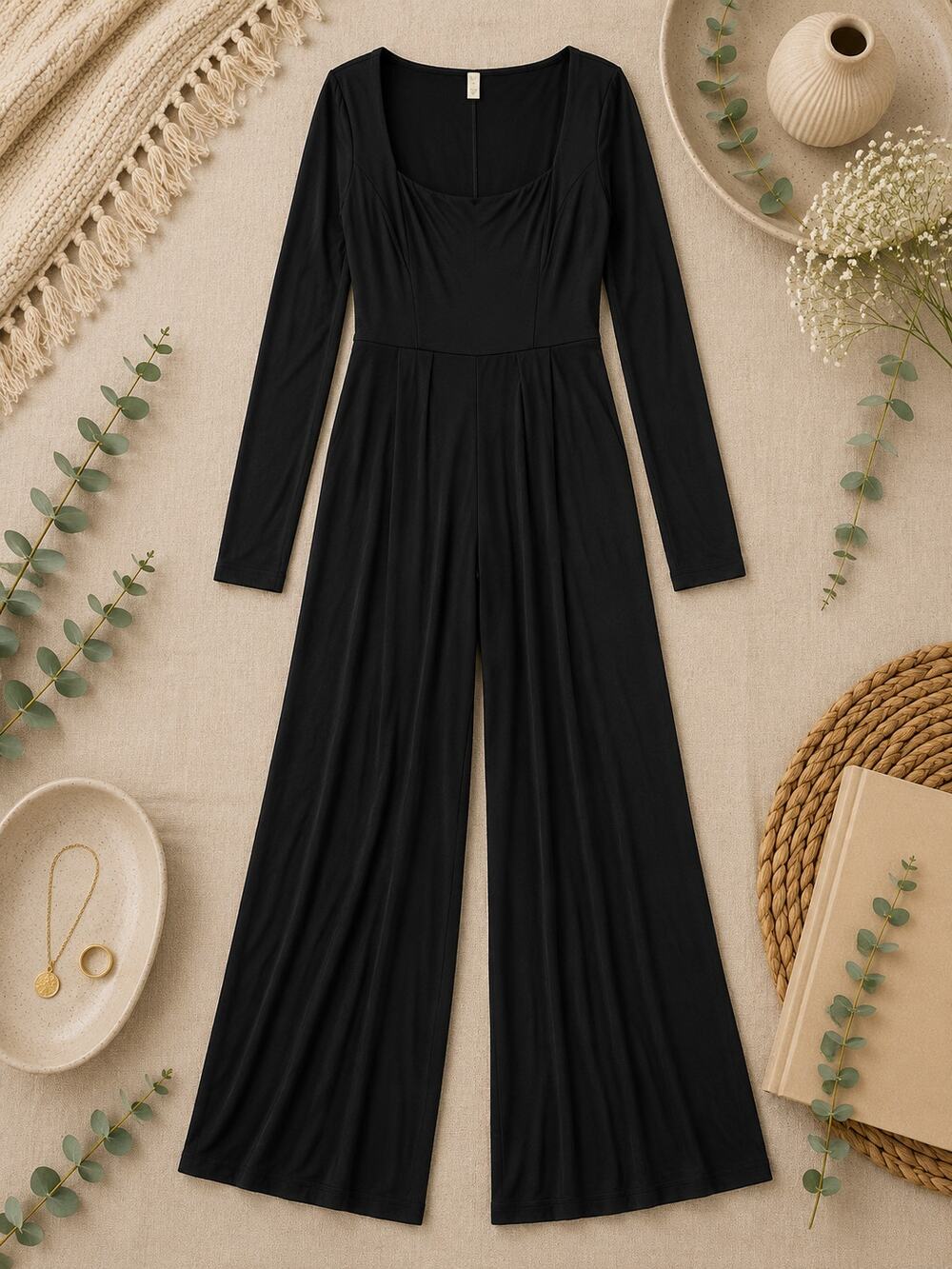 Shapellx Bare Essentials AirSlim Square Neck Built-In Shaping Jumpsuit Black XXL
